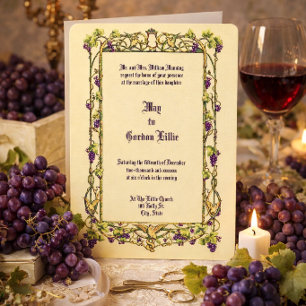 Art Nouveau Grapevine & Doves Border Wedding Invitation