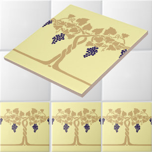 Art Nouveau Grapevines Stencil Frieze Pattern Ceramic Tile