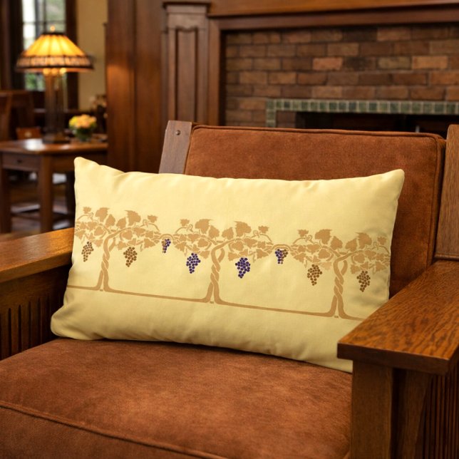 Art Nouveau Grapevines Stencil Frieze Pattern Lumbar Cushion (Creator Uploaded)