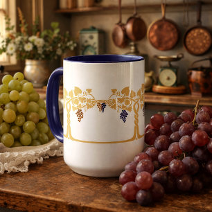 Art Nouveau Grapevines Stencil Frieze Pattern Mug