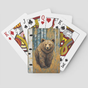 Art Nouveau Grizzly Bear Playing Cards