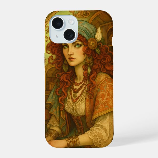 Art Nouveau Gypsy iPhone 15 Case (Back)