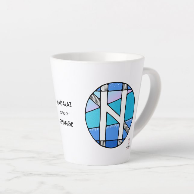 Art Nouveau Hagalaz Rune of CHANGE! Latte Mug (Right Angle)