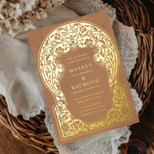 Art Nouveau Hand Drawn Blossoms Initials Wedding 