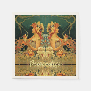Art nouveau hot chocolate advertisement unique napkin