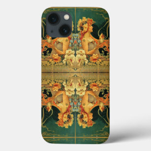 Art nouveau hot chocolate floral advertisement  iPhone 13 case