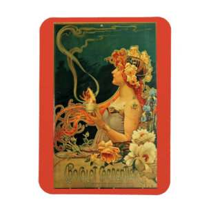 Art nouveau hot chocolate floral advertisement  magnet