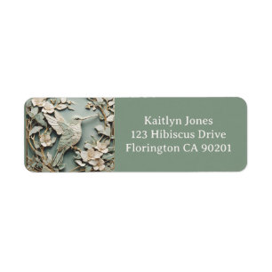 Art Nouveau Hummingbird Bird Dusty Sage Mint Return Address Label