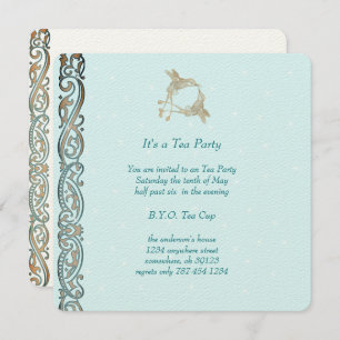 Art Nouveau Hummingbird  Tea Party Invitations