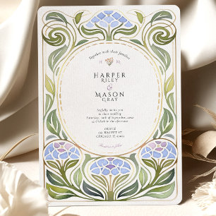 Art Nouveau Hydrangea Floral Wedding Invitation