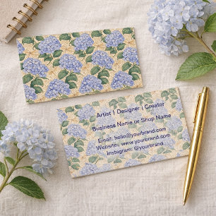Art Nouveau Hydrangea Pattern with Dragonflies Business Card