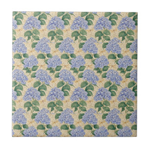 Art Nouveau Hydrangea Pattern with Dragonflies Ceramic Tile