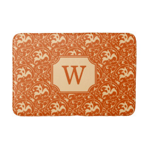 Art Nouveau Ikat - Mandarin Orange Bath Mat