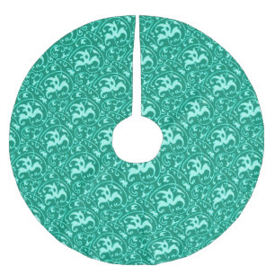 Art Nouveau Ikat - Turquoise and Aqua Brushed Polyester Tree Skirt