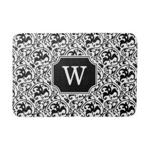 Art Nouveau Ikat - White and Black Bath Mat