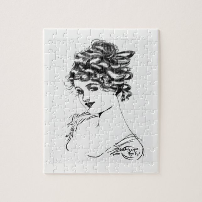 Art Nouveau Ink Drawing 1917 Russell Swigert Jigsaw Puzzle (Vertical)