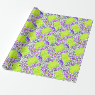 Art Nouveau Inspired Boho Watercolor Floral Wrapping Paper
