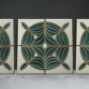 Art Nouveau Inspired Classic Floral Geometric Ceramic Tile