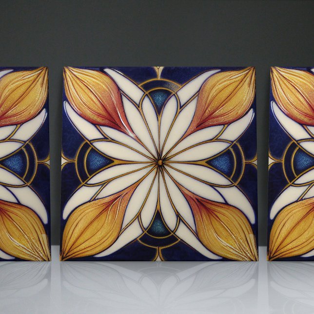 Art Nouveau Inspired Classic Floral Geometric Ceramic Tile (Creator Uploaded)