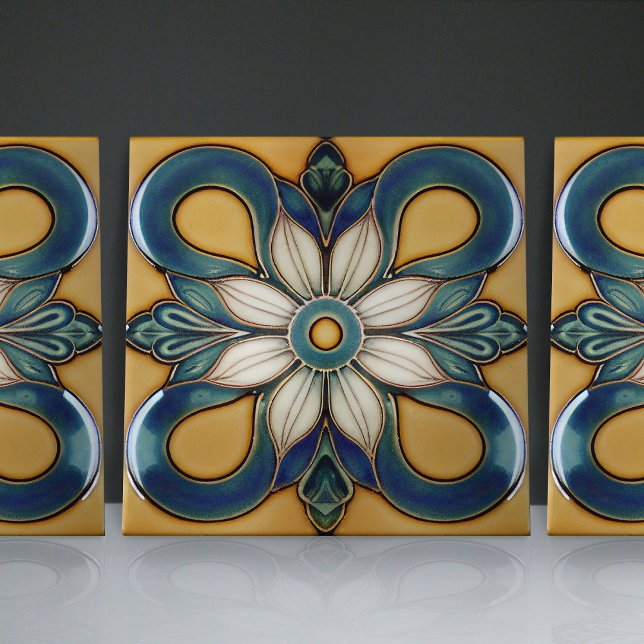 Art Nouveau Inspired Classic Floral Geometric Ceramic Tile (Creator Uploaded)