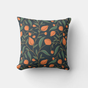 Art Nouveau inspired Elegant Orange Vining Floral Cushion