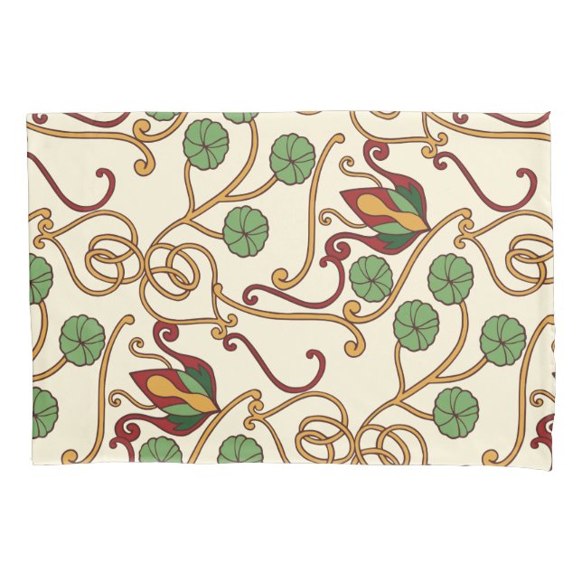 Art Nouveau-inspired floral design Pillowcase (Front-Left)