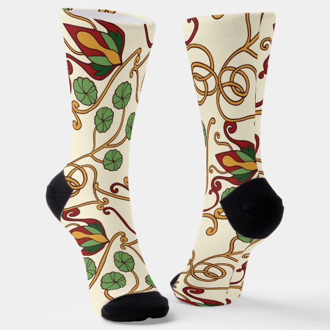 Art Nouveau-inspired floral design Socks (Angled)