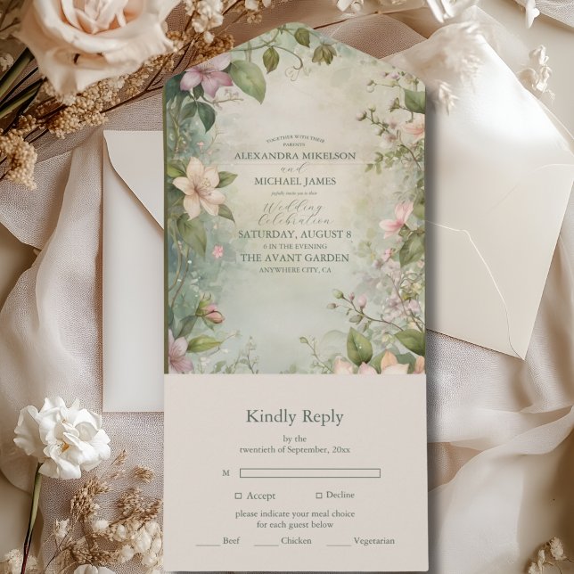 Art Nouveau Inspired Floral Symphony Wedding All In One Invitation (Creator Uploaded)