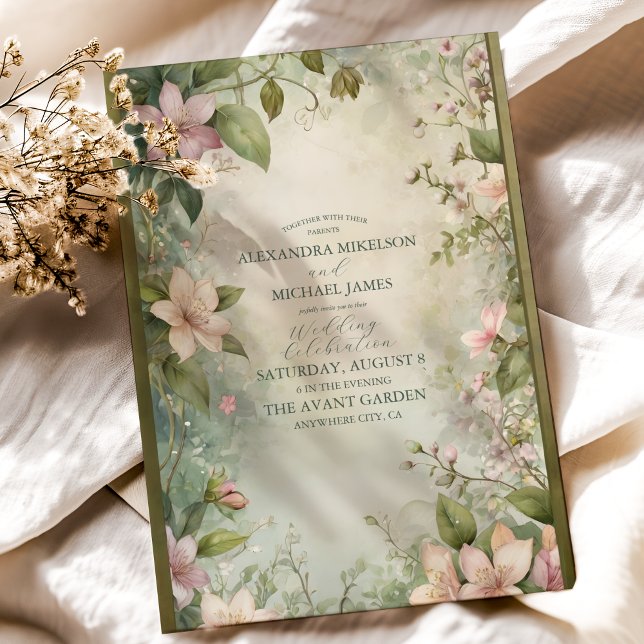 Art Nouveau Inspired Floral Symphony Wedding Invitation (Creator Uploaded)