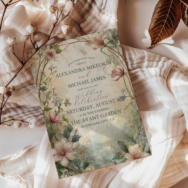 Art Nouveau Inspired Floral Symphony Wedding Invitation (Creator Uploaded)