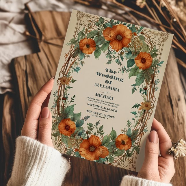 Art Nouveau Inspired Floral Symphony Wedding Invitation (Creator Uploaded)