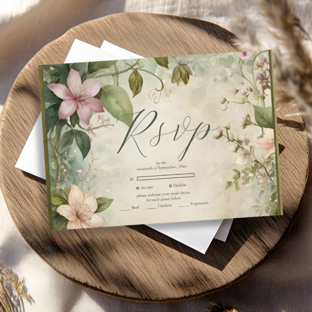 Art Nouveau Inspired Floral Symphony Wedding RSVP Card (Creator Uploaded)