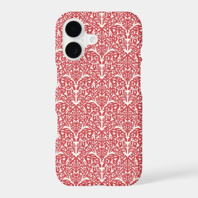 Art Nouveau Inspired Florals IPhone Case - Red (Back)