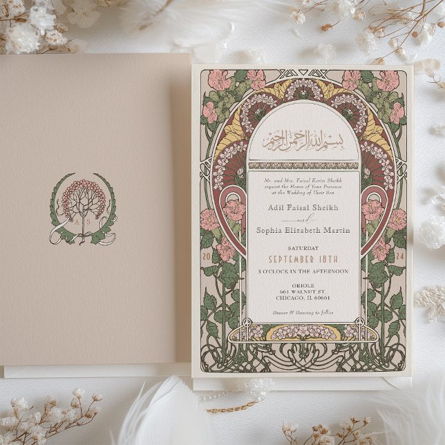 Art Nouveau Inspired Islamic Wedding Invitation (Creator Uploaded)