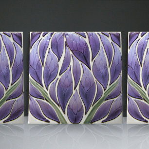 Art Nouveau-Inspired Lisbon Jacaranda Blossom Ceramic Tile