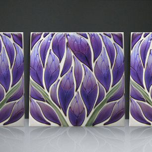 Art Nouveau-Inspired Lisbon Jacaranda Blossom Ceramic Tile
