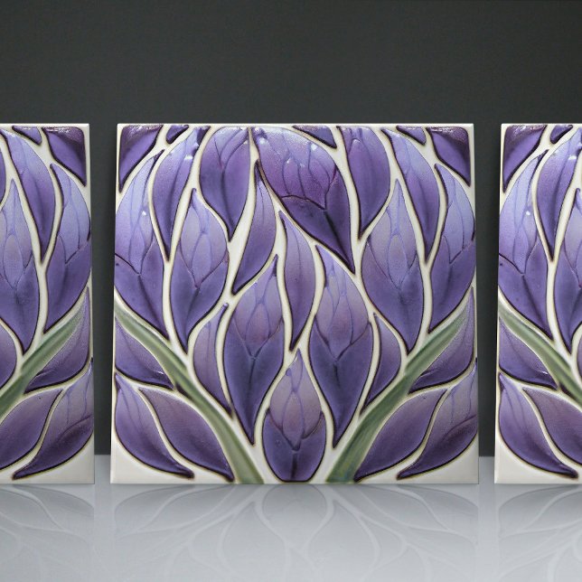 Art Nouveau-Inspired Lisbon Jacaranda Blossom Ceramic Tile (Creator Uploaded)