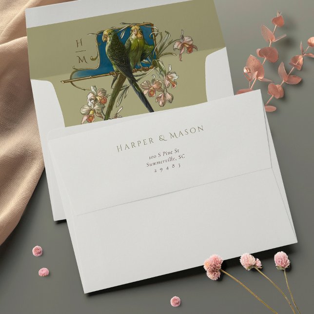 Art Nouveau Inspired Parrot Wedding Envelopes (Creator Uploaded)