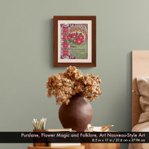 Art Nouveau Inspired Poster Design Pink Wildflower
