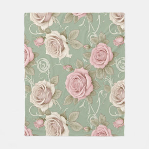 Art Nouveau Inspired Roses In Shades Of Dusty Pink Fleece Blanket