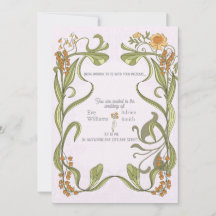 Art nouveau inspired wedding invitation
