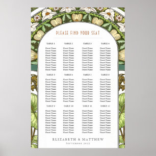 Art Nouveau Inspired Wedding Seating Chart