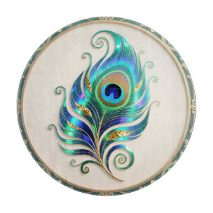 Art Nouveau Iridescent Peacock Feather Cutting Board