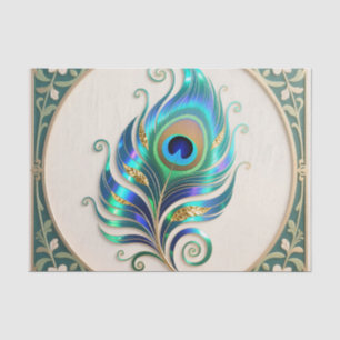 Art Nouveau Iridescent Peacock Feather Tissue Paper