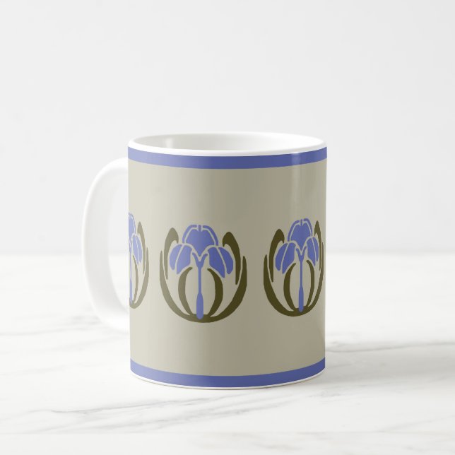 Art Nouveau Iris Coffee Mug (Front Left)