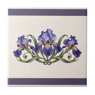 Art Nouveau Iris Custom Colour Frieze Ceramic Tile