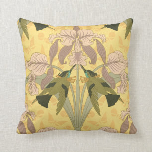 Art Nouveau Iris Design Pillow
