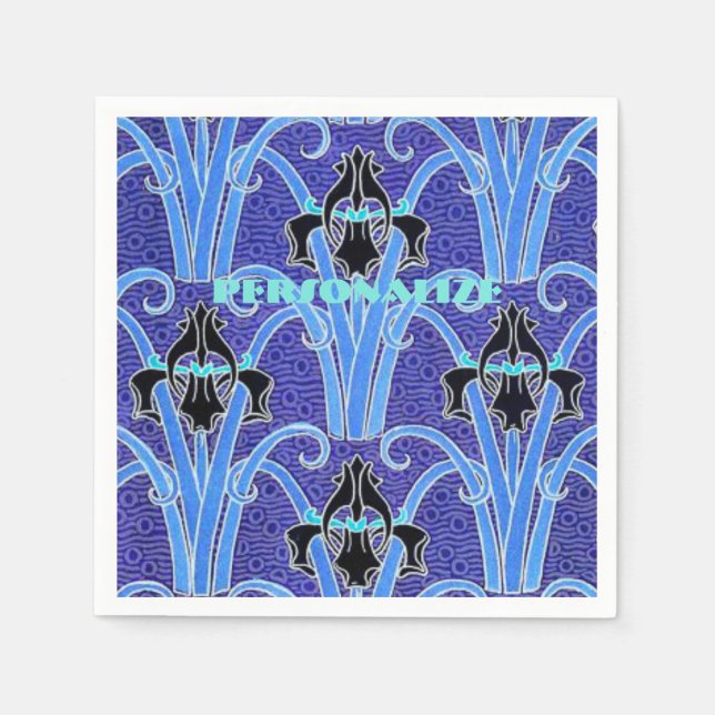 Art nouveau iris flower elegant vintage art  napkin (Front)