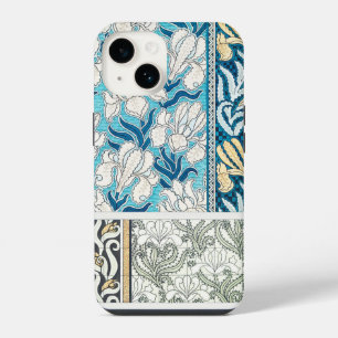 Art nouveau iris lily floral textile art mouse pad iPhone 14 case