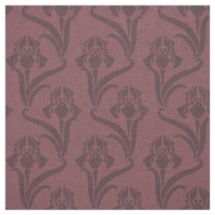 Art Nouveau Iris Merlot Fabric